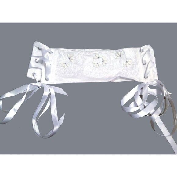 Bridal white VS beaded satin waist cincher xs/sm - Picture 1 of 7